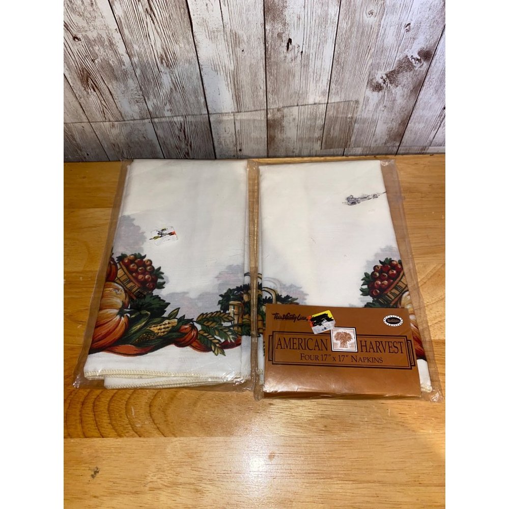Lot of 8 Town & Country American Harvest Scenic Linen Cloth Napkins 17x17 Spain